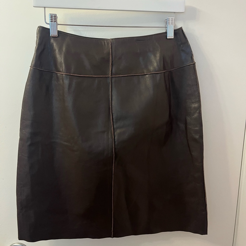 Vintage VS2 brand Genuine Soft Leather Brown Skirt Size 6 100% Leather EUC